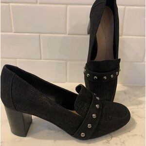 DONALD J PLINER Peggi Studded Semi Metallic Dark Grey Killer Pumps Size 7.5 NEW